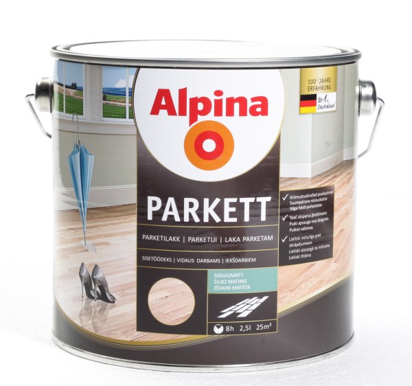Alpina Parkettlack 0,75 l lakas parketui medinėms grindims šilko matinio blizgesio