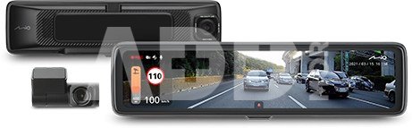 MIO MiVue R850T Premium 2.5K HDR E-mirror Dash Cam with 11.88" anti-glare touchscreen, Wi-Fi, GPS and a rear cam