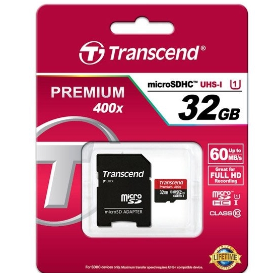 Atminties kortelė - Transcend Premium micro SDHC su adapteriu 32gb 10class UHS1 class