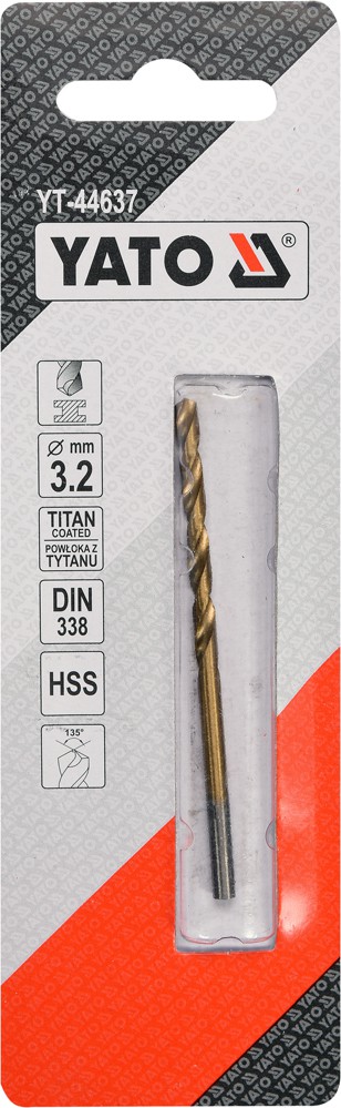 Grąžtas metalui HSS-TIN 3.2 mm (YT-44637)