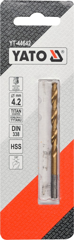 Grąžtas metalui HSS-TIN 4.2 mm (YT-44642)