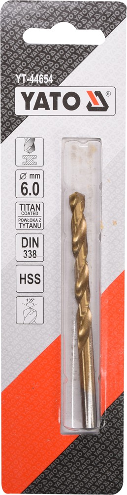 Grąžtas metalui HSS-TIN 6.0 mm (YT-44654)