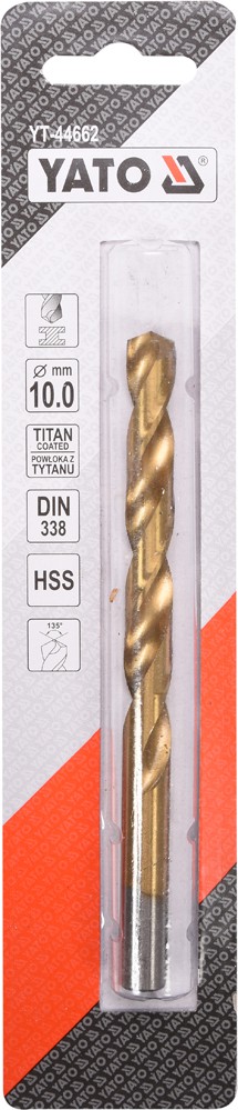 Grąžtas metalui HSS-TIN 10.0 mm (YT-44662)