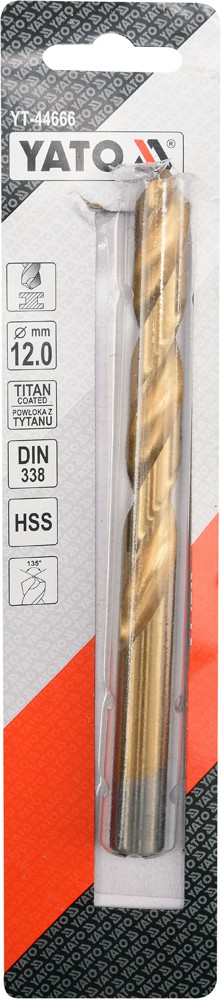 Grąžtas metalui HSS-TIN 12.0 mm (YT-44666)