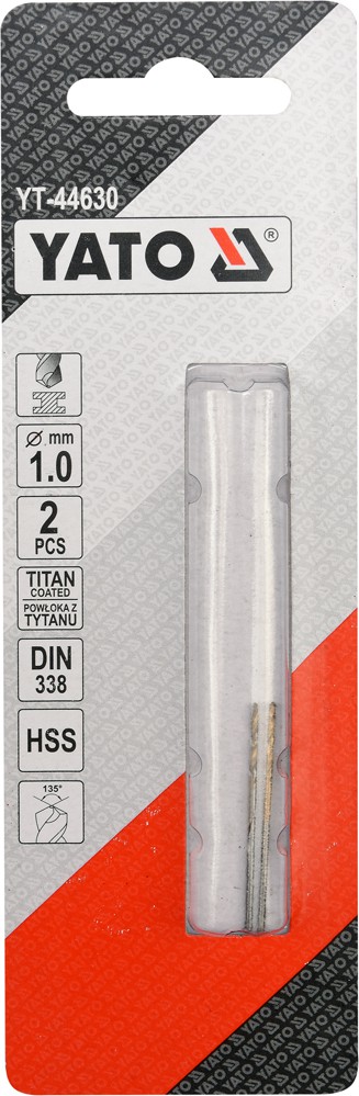 Grąžtas metalui HSS-TIN 1.0 mm, 2vnt. (YT-44630)