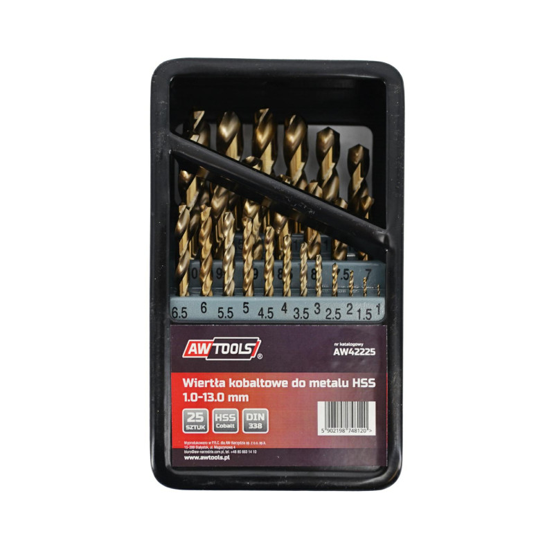 AW42225 AWTOOLS METAL COBALT grąžtai KPL.25vnt.