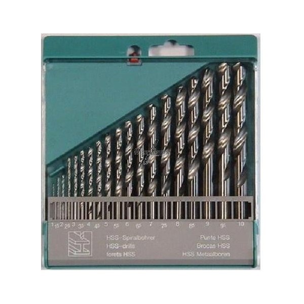 Grąžtų rinkinys metalui 19 dalių DIN 338 1 - 10 x 0,5 mm