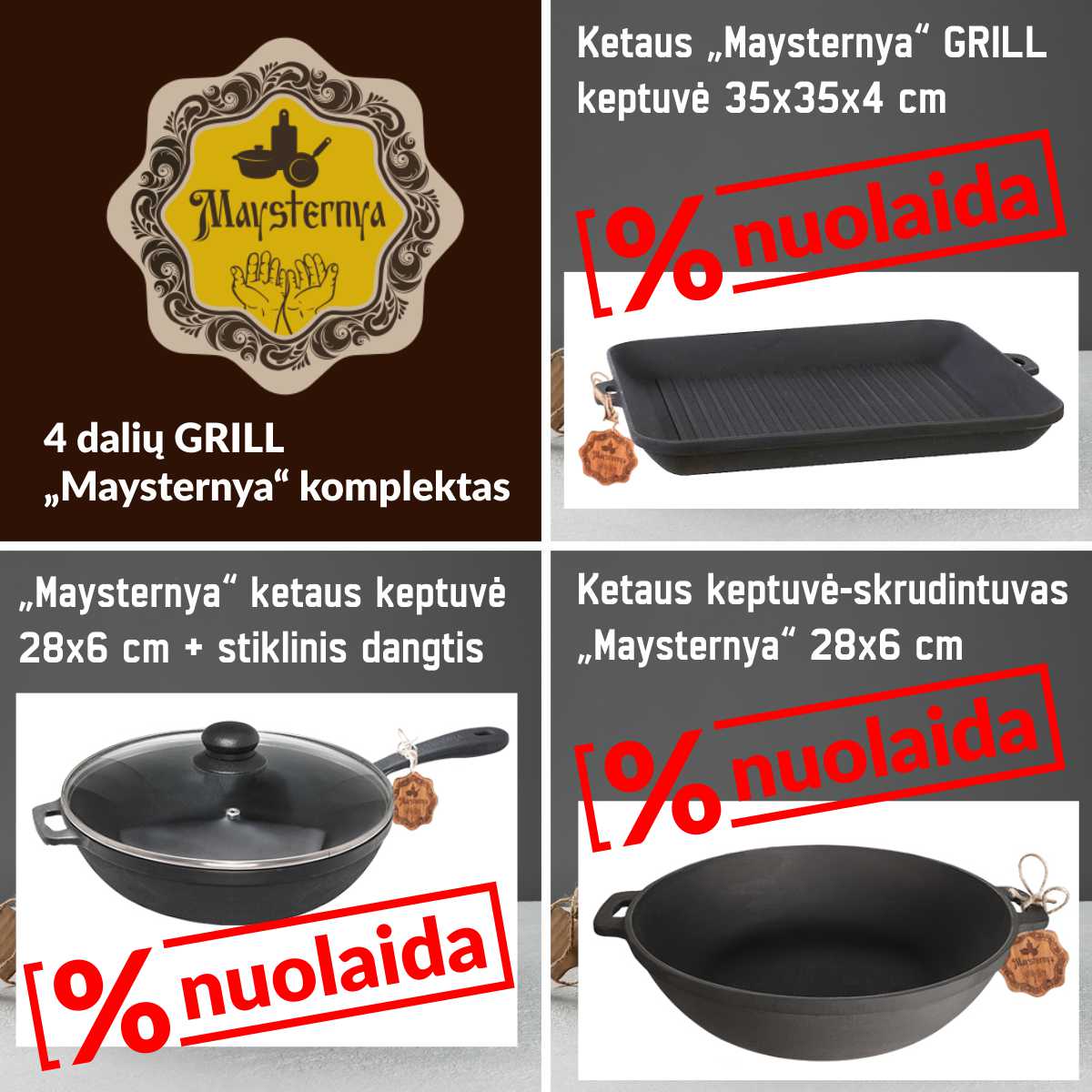 Ketaus indų „Maysternya“ GRILL komplektas (4 dalių)