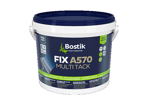 Klijai akriliniai fiksaciniai kiliminėms plytelėms  Bostik FIX A570 MULTI TACK (NOGLISS), 15kg