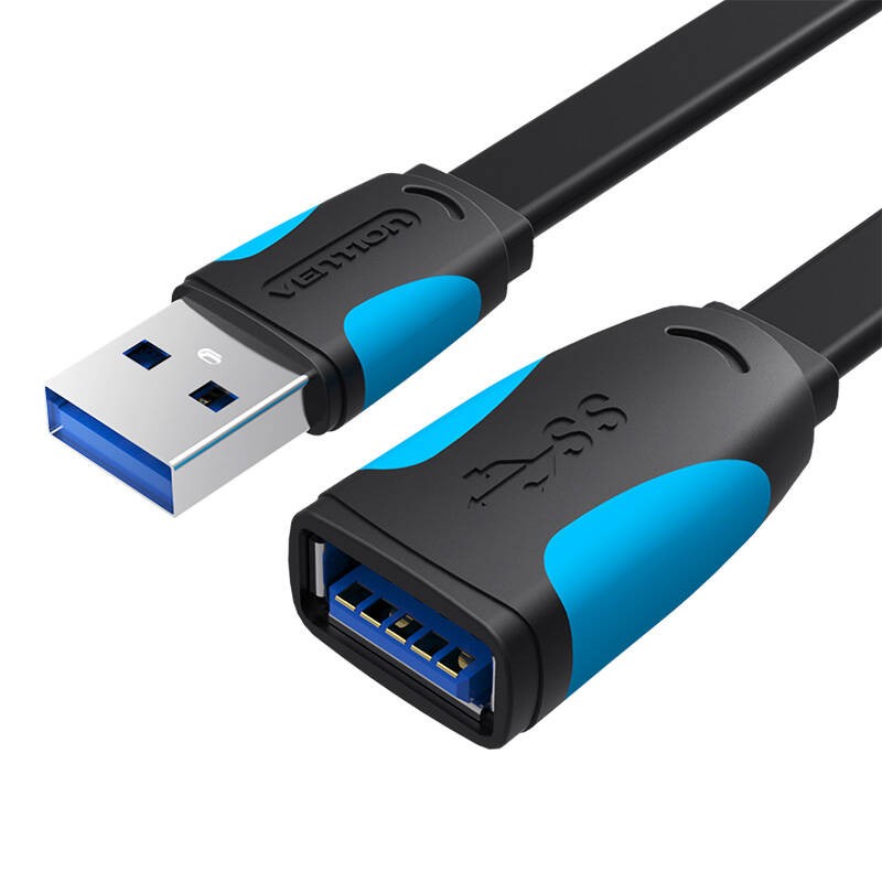 Plokščias USB 3.0 prailgintuvas "Vention VAS-A13-B100", 1 m, juodas