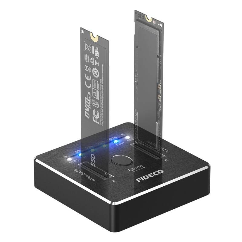 M.2 NVMe-SATA 20 Gb/s SSD prijungimo stotelė FIDECO M2288 (USB 3.2, UASP, TRIM)