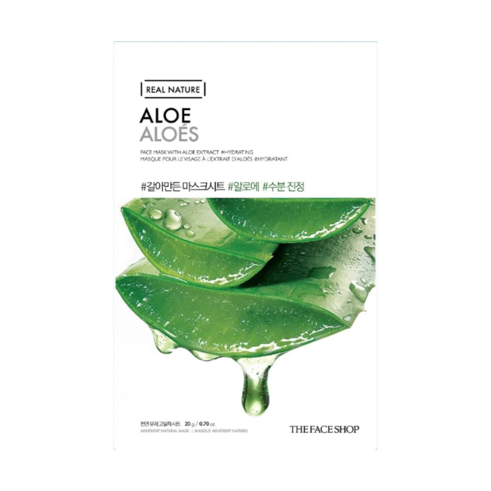 The Face Shop Real Nature Face Mask With Aloe Extract - Lakštinė Veido Kaukė Su Alavijų Ekstraktu