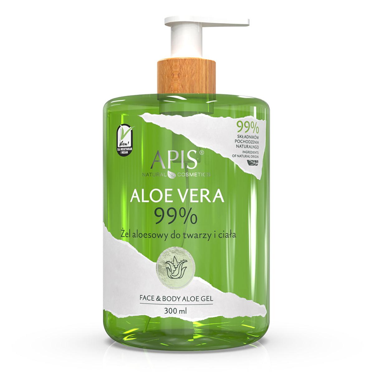 APIS MATURAL ALOE VERA 99% alijošiaus gelis veidui ir kūnui, 300 ml