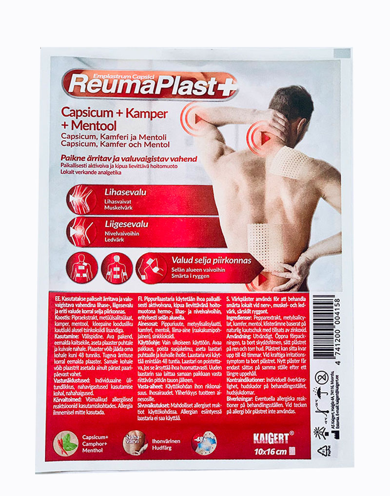 Reumaplast + Capsicum, Kamparas ir Mentolis