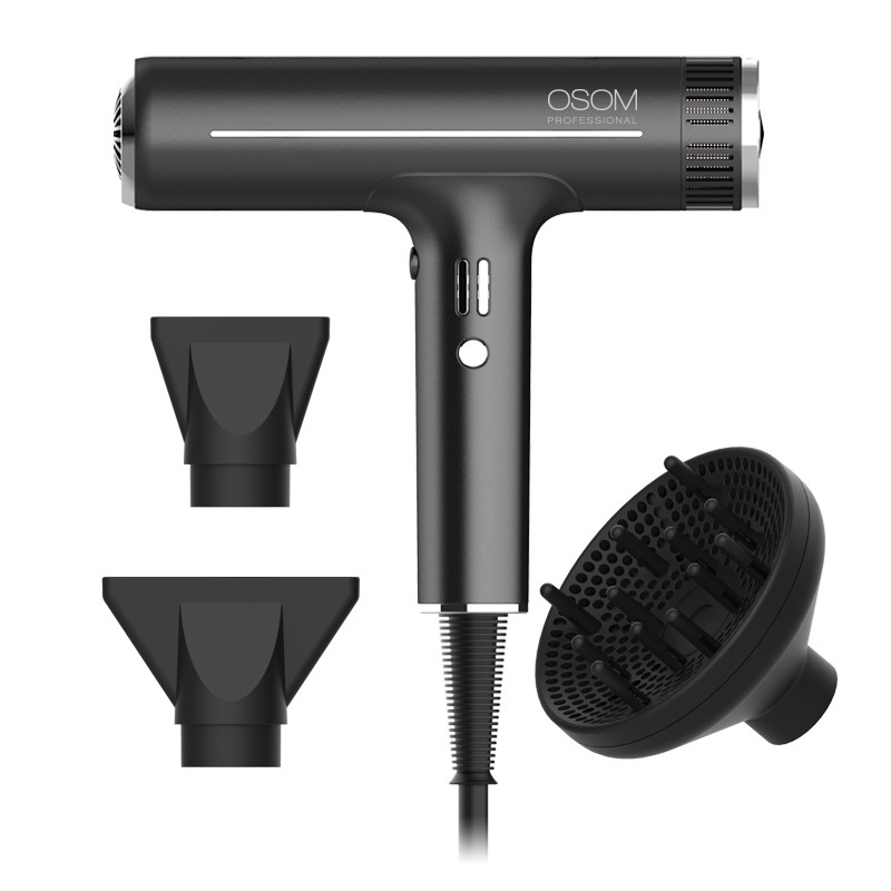 Plaukų džiovintuvas Osom Professional Hair Dryer OSOMDF06HDBL, juodos spalvos, ilgaamžis BLDC variklis, 1800 W