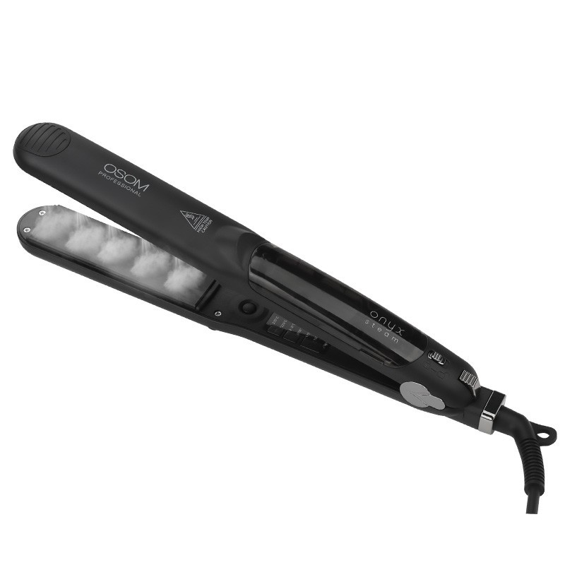 Plaukų tiesintuvas OSOM Professional ONYX Steam Hair Straightener OSOMP088ST, su garų funkcija, juodos spalvos