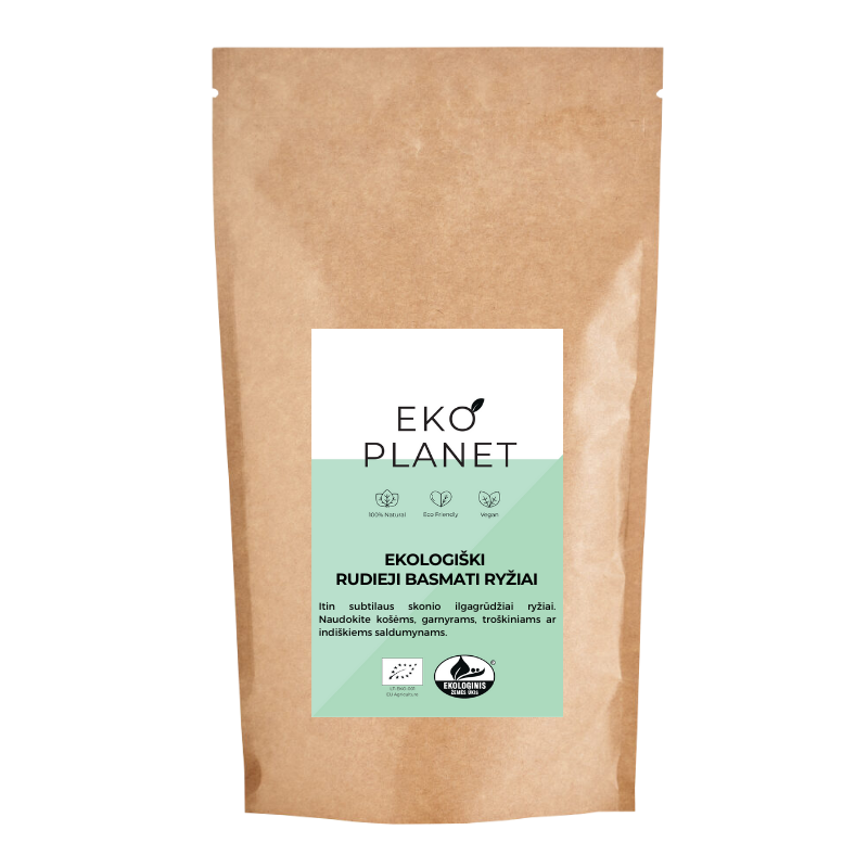 Ekologiški rudieji "Basmati" ryžiai EKO PLANET, 1 kg