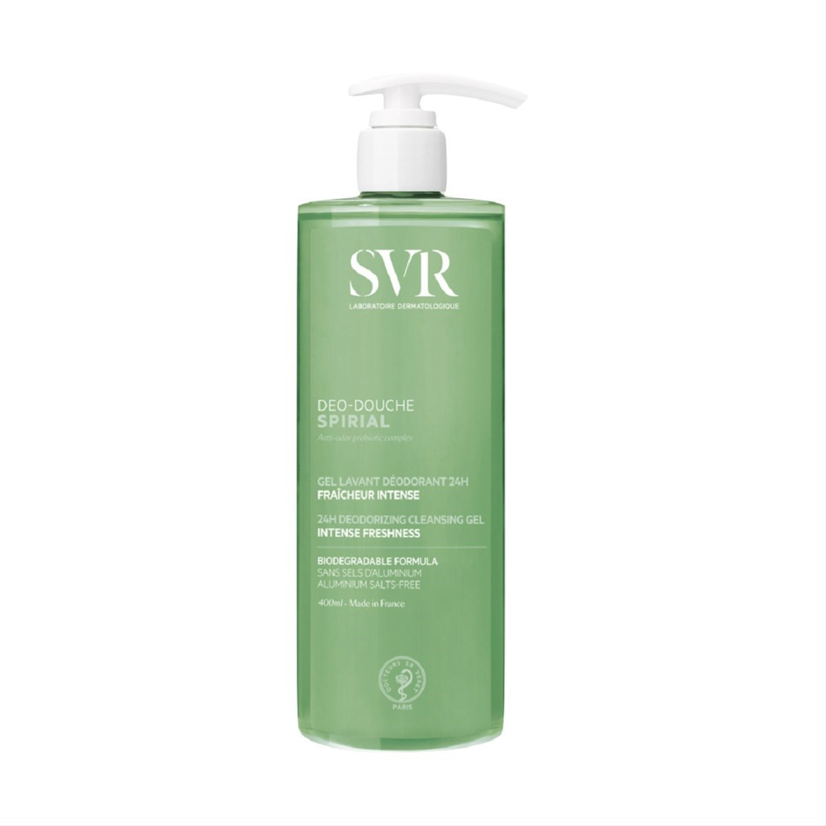 SVR SPIRIAL DEO-DOUCHE, dezodoruojantis kūno prausiklis su probiotikais, 400ml