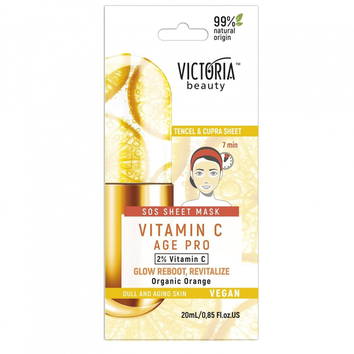 Victoria Beauty lakštinė veido kaukė su vit C ir apelsinų ekstraktu 1vnt (20ml)