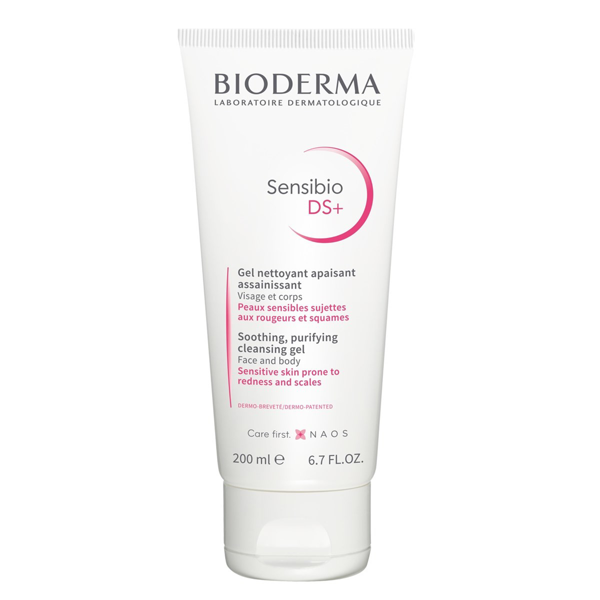 BIODERMA SENSIBIO DS+, gelinis jautrios, pleiskanojančios ir paraudusios odos prausiklis, 200 ml