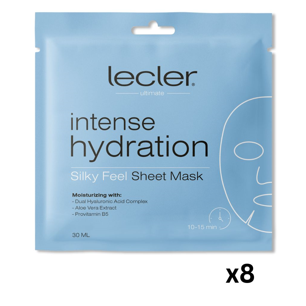 Drėkinanti lakštinė veido kaukė Lecler INTENSE HYDRATION. 8 vnt.