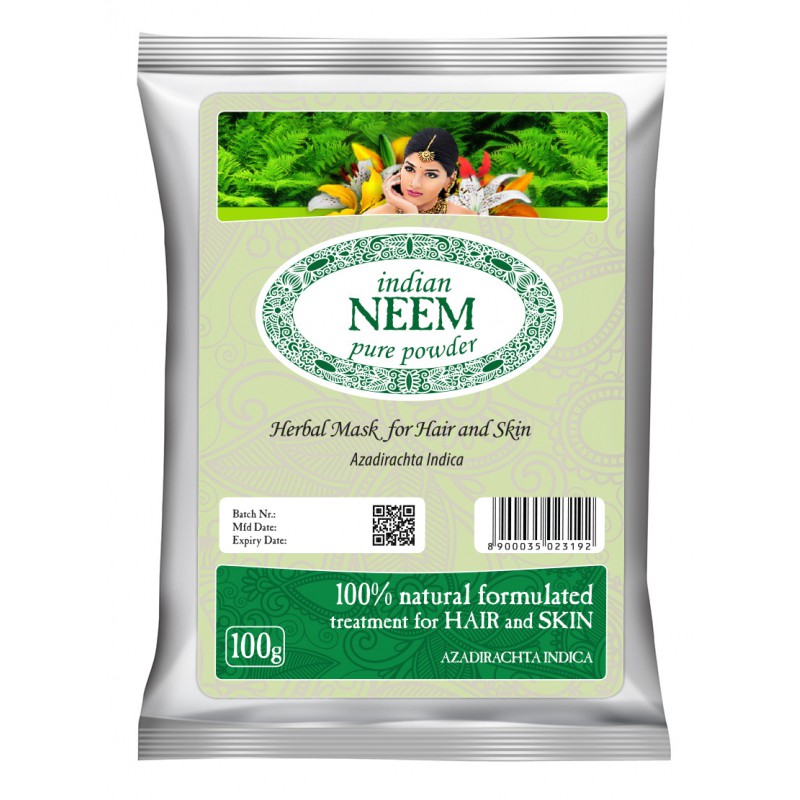 Neem milteliai 100 g – natūrali veido ir plaukų kaukė, Herbals