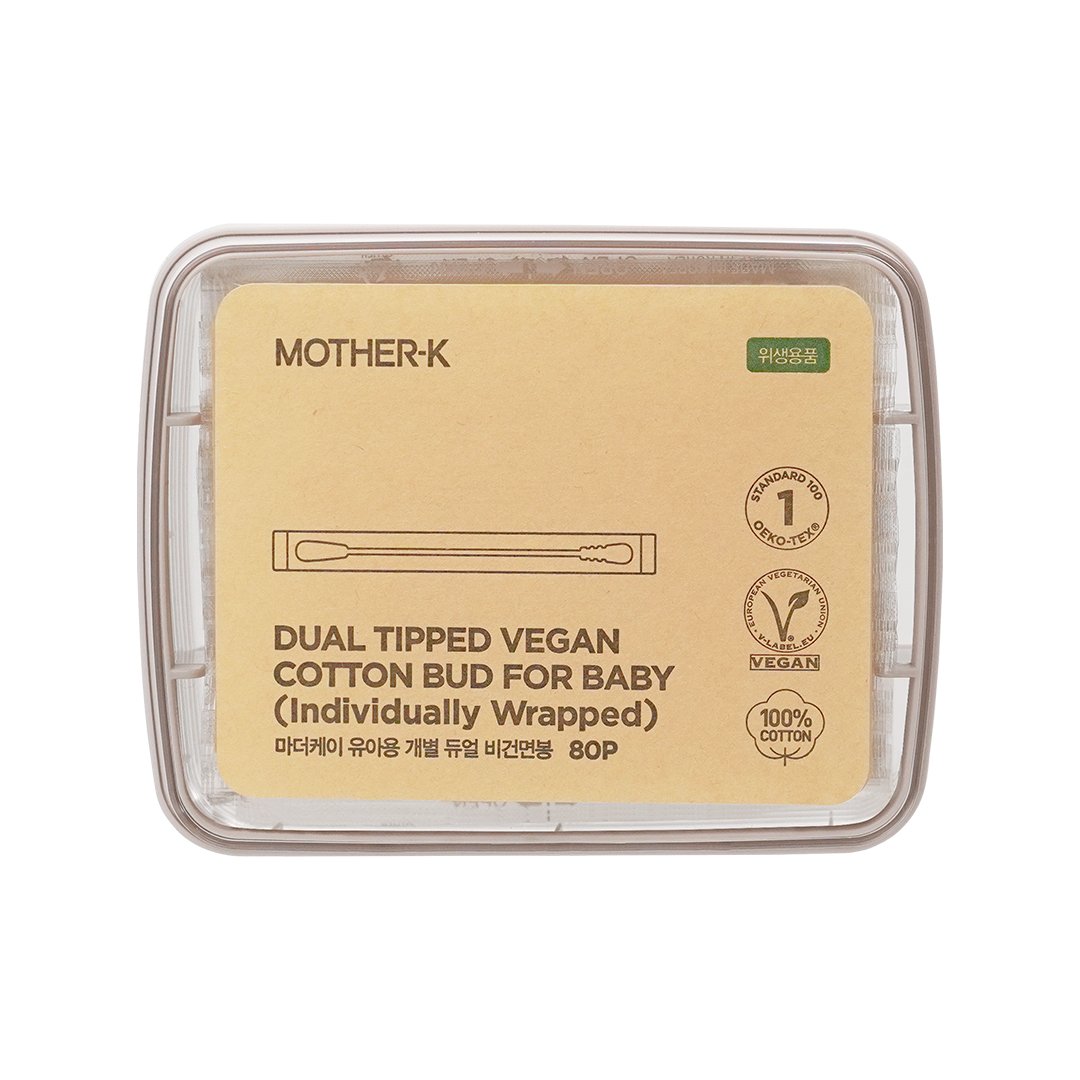 Mother-K Medvilniniai krapštukai su popieriniu pagaliuku, 80 vnt. (supakuota po 1 vnt.)