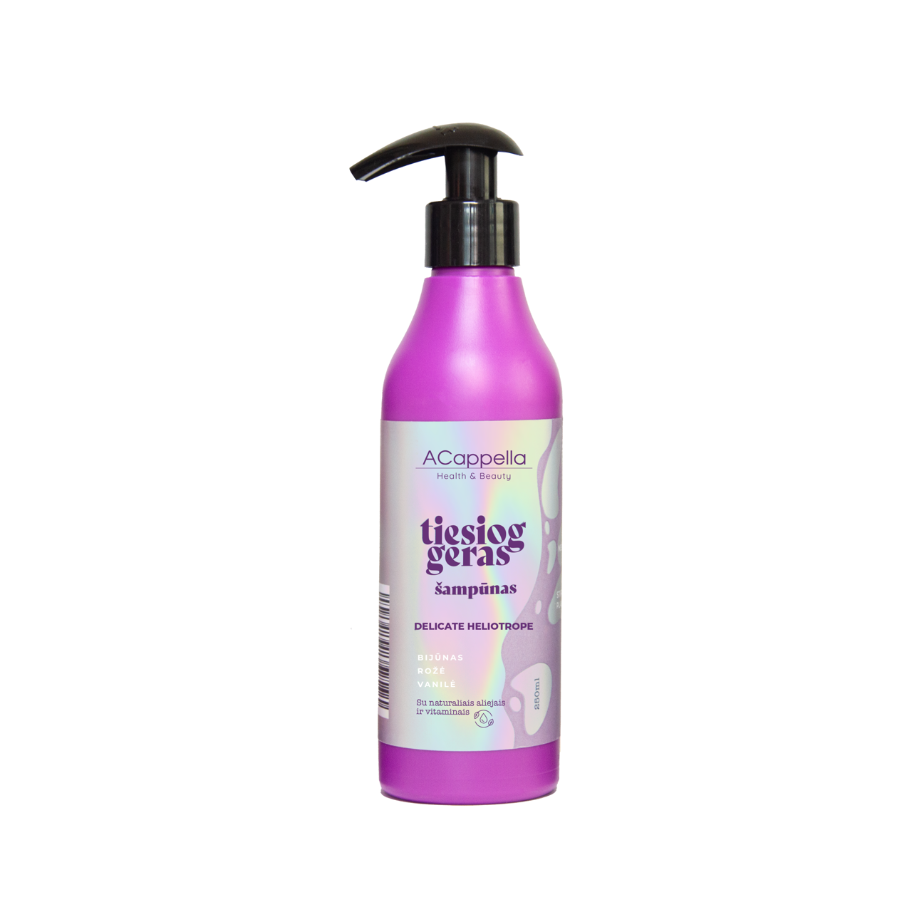 ACappella TIESIOG GERAS šampūnas, DELICATE HELIOTROPE, 250 ml