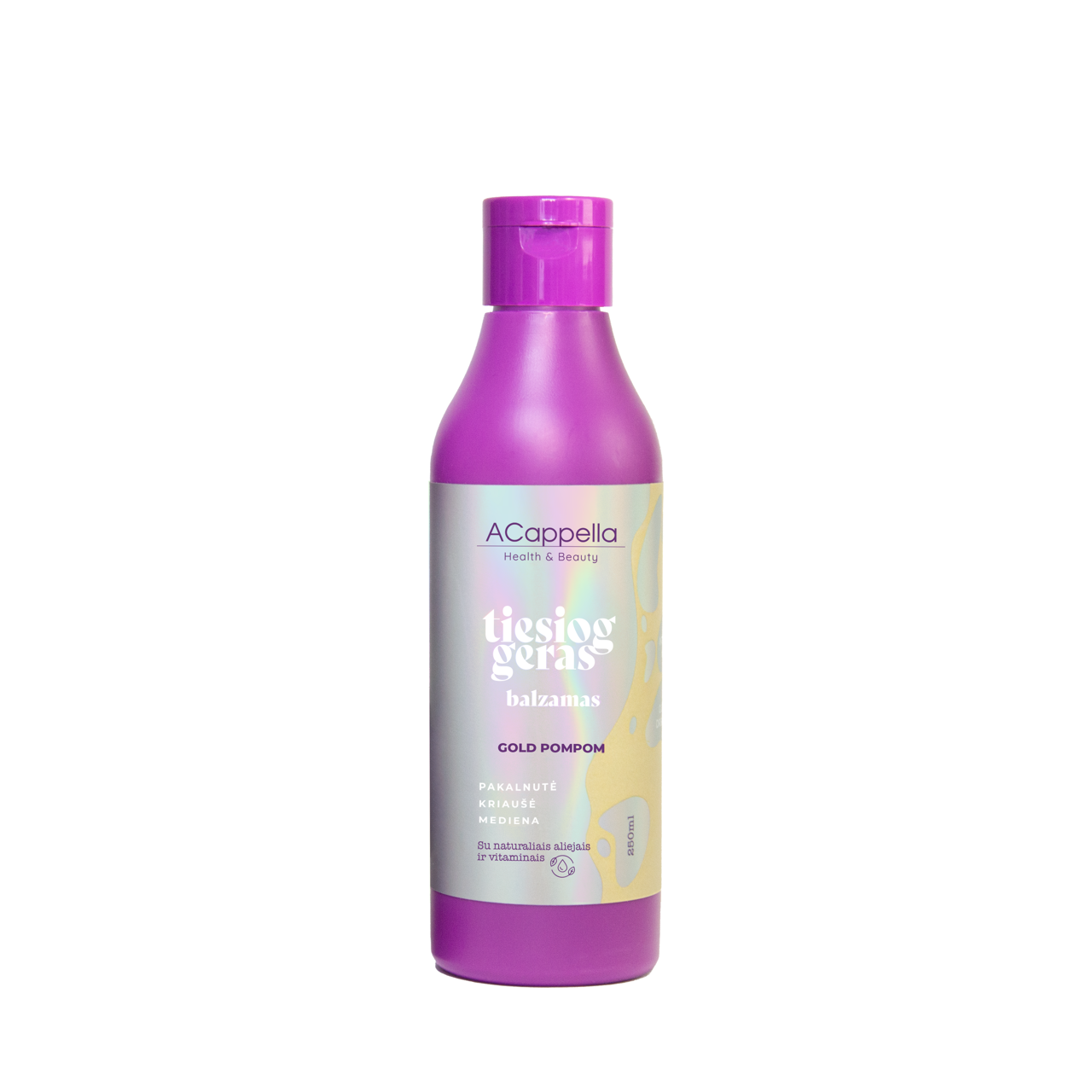 ACappella TIESIOG GERAS plaukų balzamas, GOLD POMPOM, 250 ml