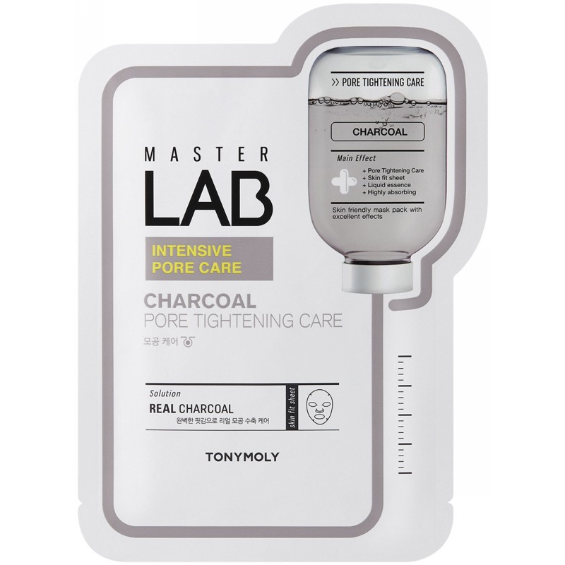 TONYMOLY Veido kaukė Master Lab Sheet Mask Charcoal TM00005968, sutraukianti poras, 19 g