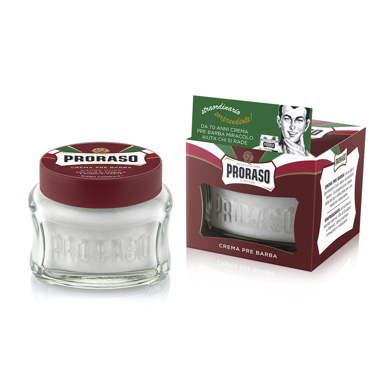 PRORASO RED PRE-SHAVE CREAM, maitinantis kremas prieš skutimąsi, 100ml