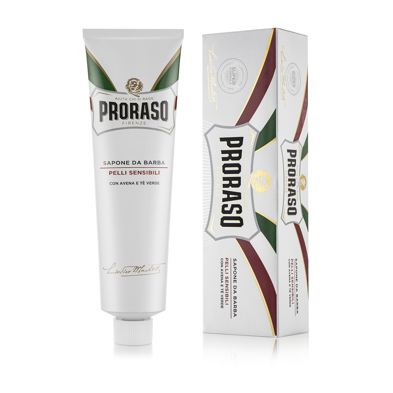 PRORASO WHITE SHAVING CREAM, skutimosi kremas jautriai odai, 150ml