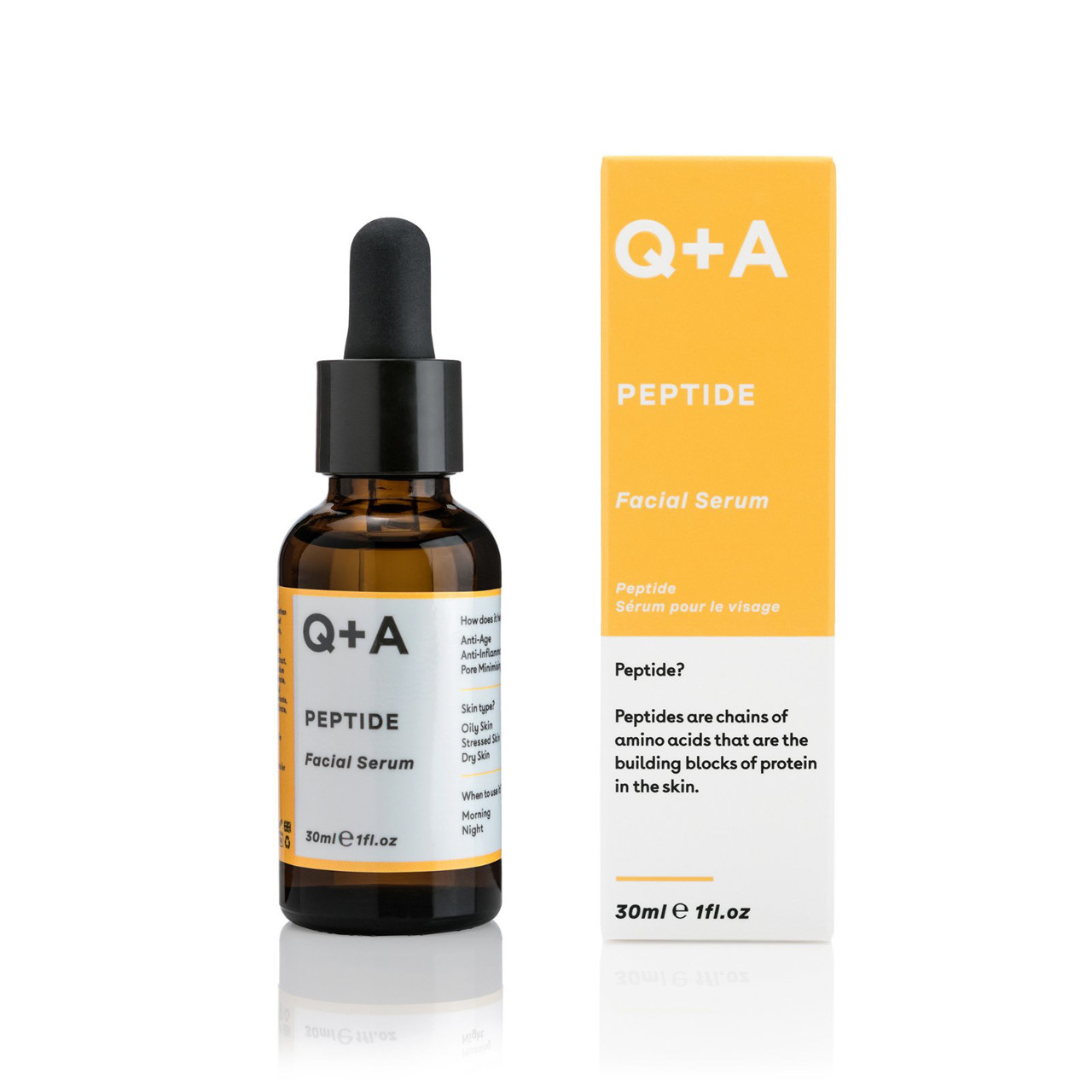 Q+A PEPTIDE FACIAL SERUM, veido serumas su peptidais, 30ml