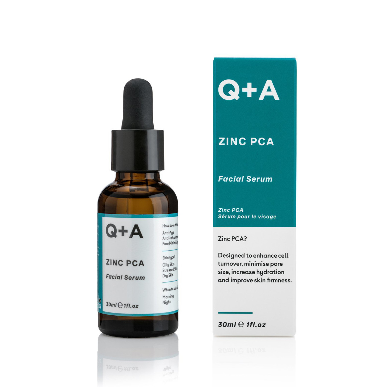 Q+A ZINC PCA FACIAL SERUM, veido serumas su cinku, 30ml