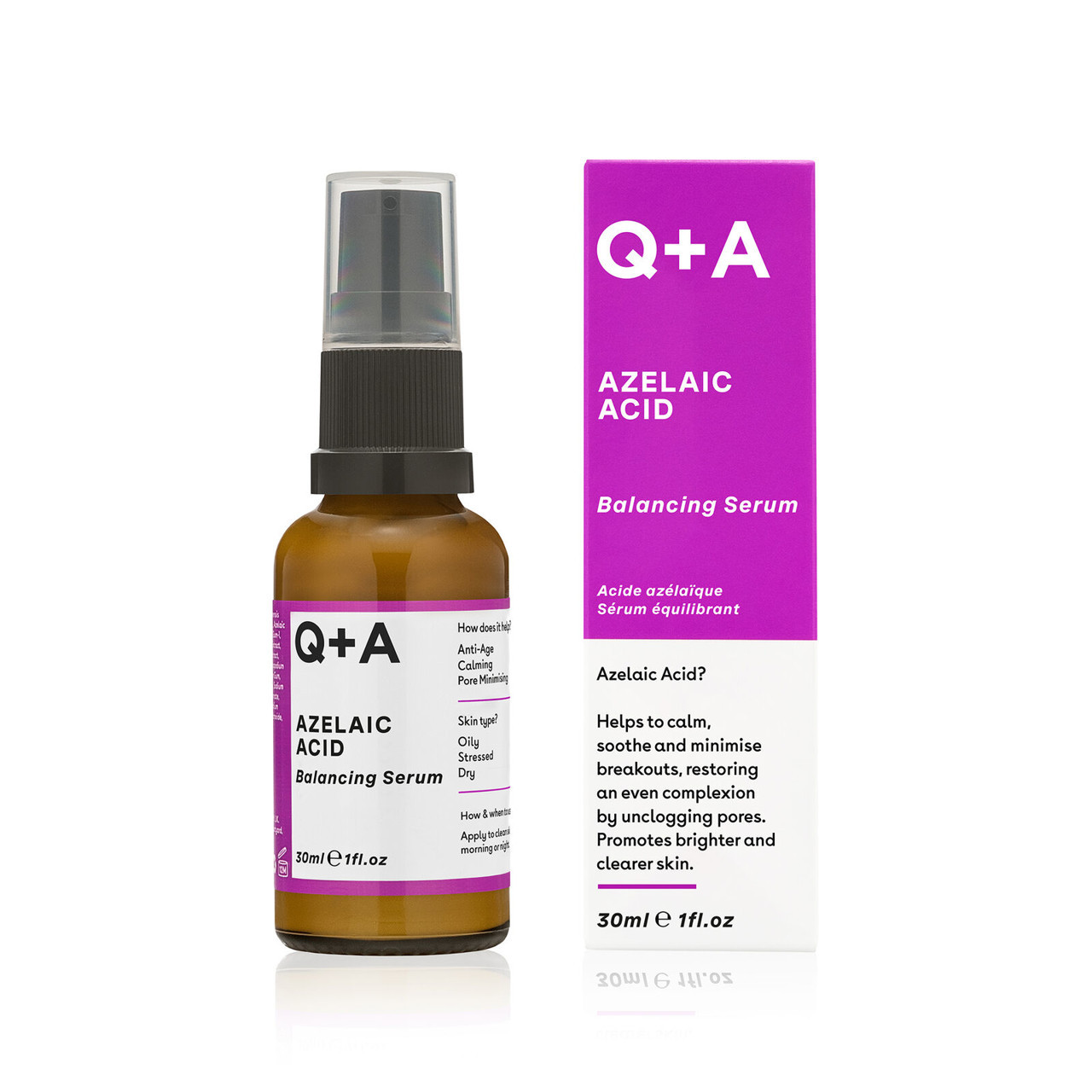Q+A AZELAIC ACID BALANCING SERUM, odą balansuojantis veido serumas, 30ml