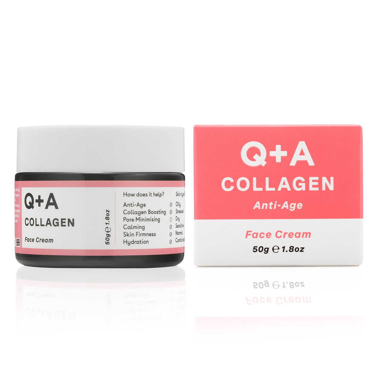 Q+A COLLAGEN ANTI-AGE FACE CREAM, veido kremas su kolagenu, 50g