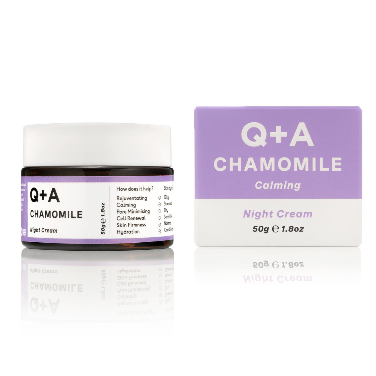 Q+A CHAMOMILE NIGHT CREAM, raminamasis naktinis veido kremas, 50g