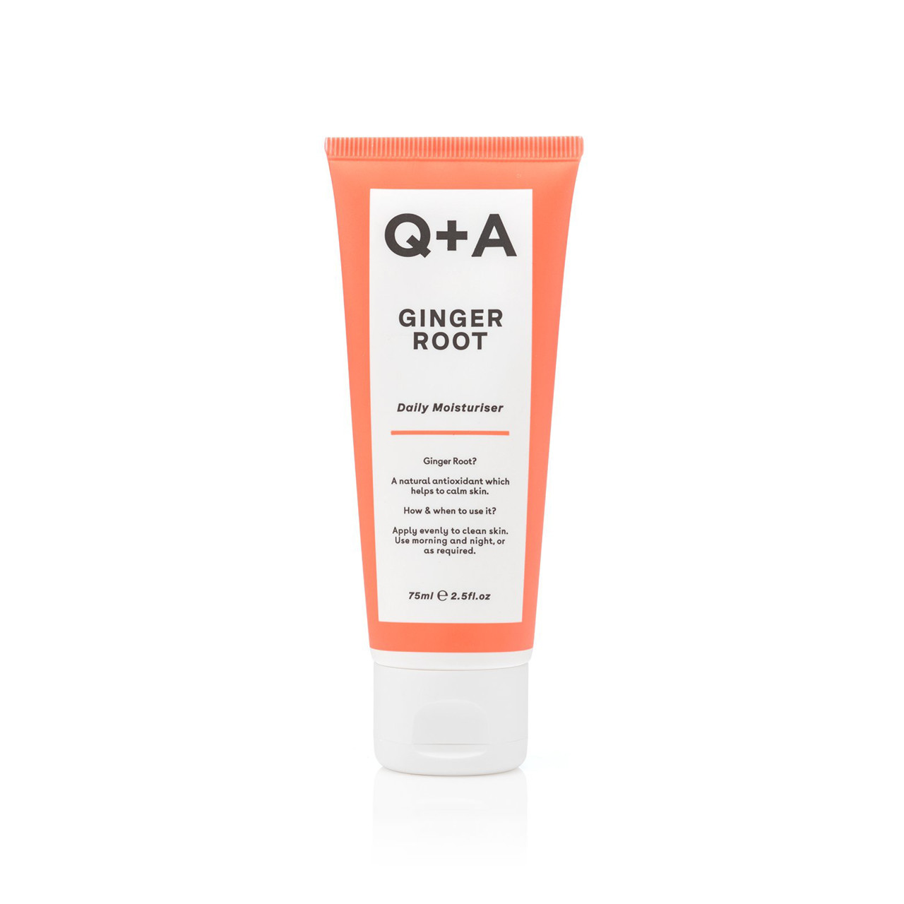 Q+A GINGER ROOT DAILY MOISTURISER, kasdienis drėkinamasis veido kremas, 75ml