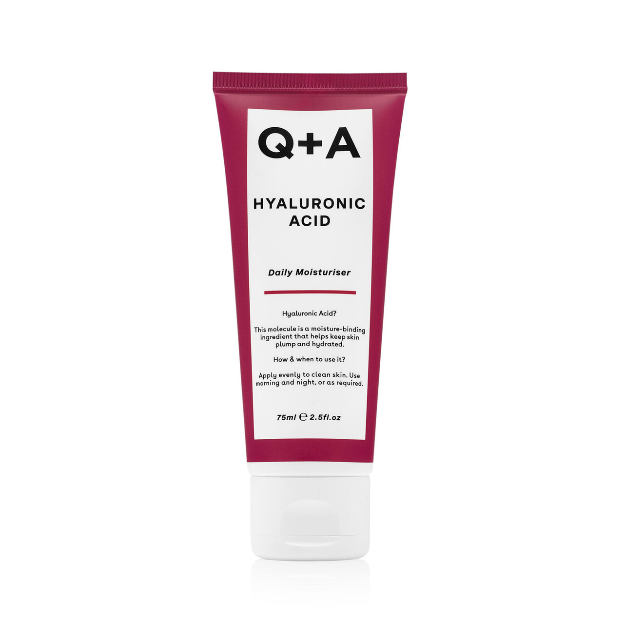 Q+A HYALURONIC ACID DAILY MOISTURISER, intensyviai drėkinantis veido kremas, 75ml