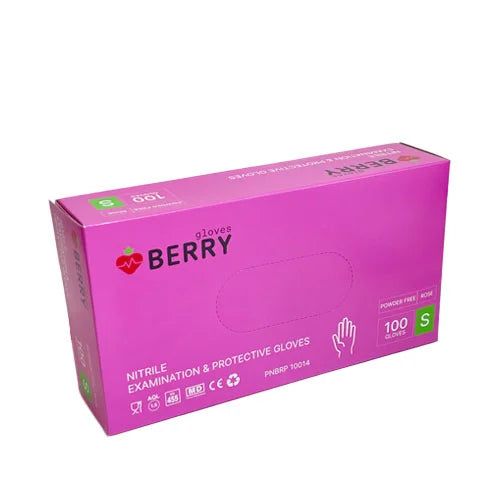 Vienkartinės nitrilinės pirštinės Berry Rosy S, rožinės