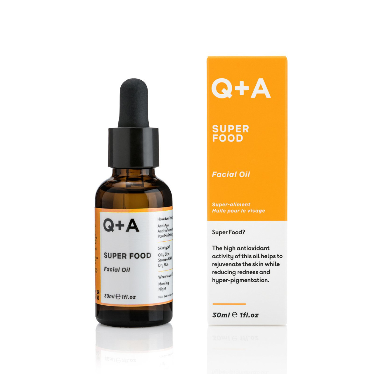 Q+A SUPER FOOD FACIAL OIL, veido aliejus, 30ml