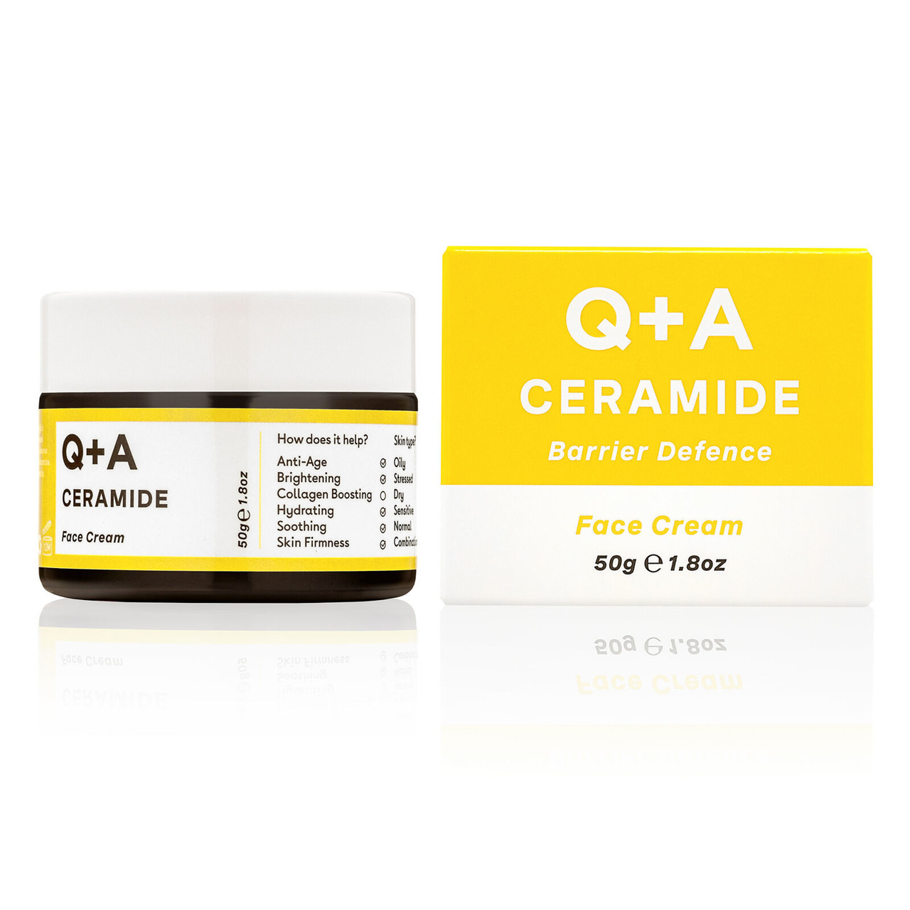 Q+A CERAMIDE BARRIER DEFENCE CREAM, veido kremas su keramidais, 50g