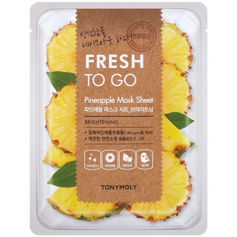TONYMOLY  Veido kaukė  Fresh To Go Pineapple Mask Sheet TM00002358, su ananasų ekstraktu