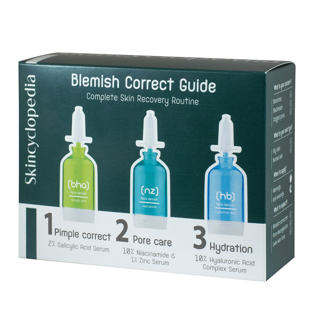 Skincyclopedia veido serumų rinkinys riebiai odai, 3*15ml