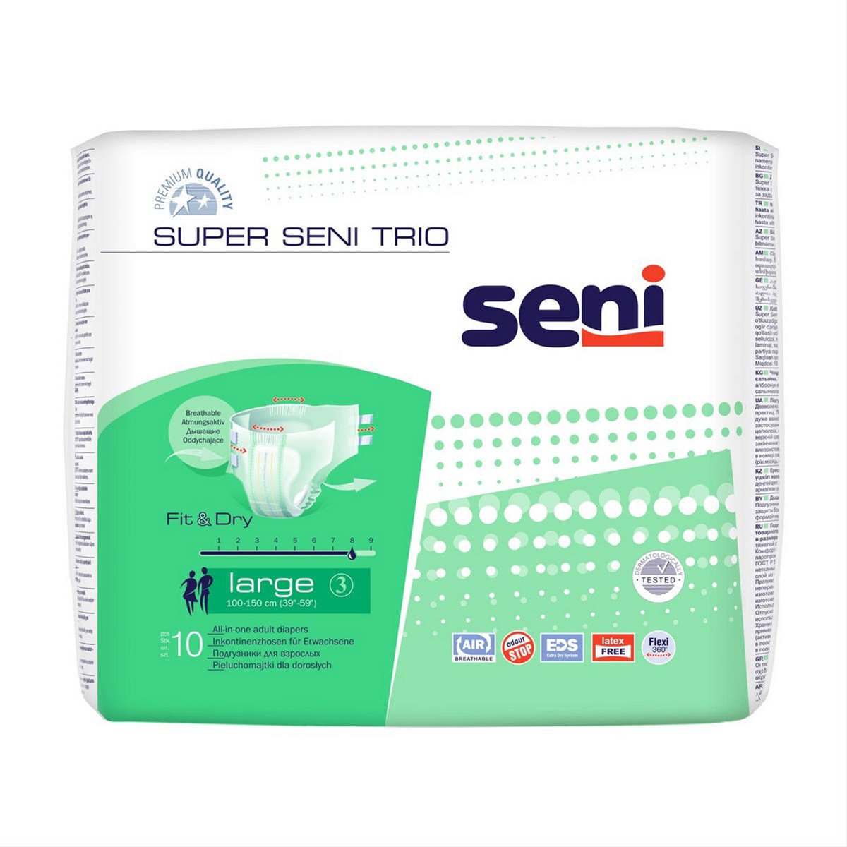 SENI SUPER TRIO LARGE, sauskelnės suaugusiems, 10 vnt.