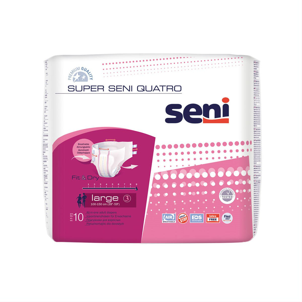 SENI SUPER QUATRO LARGE, sauskelnės, 10 vnt.