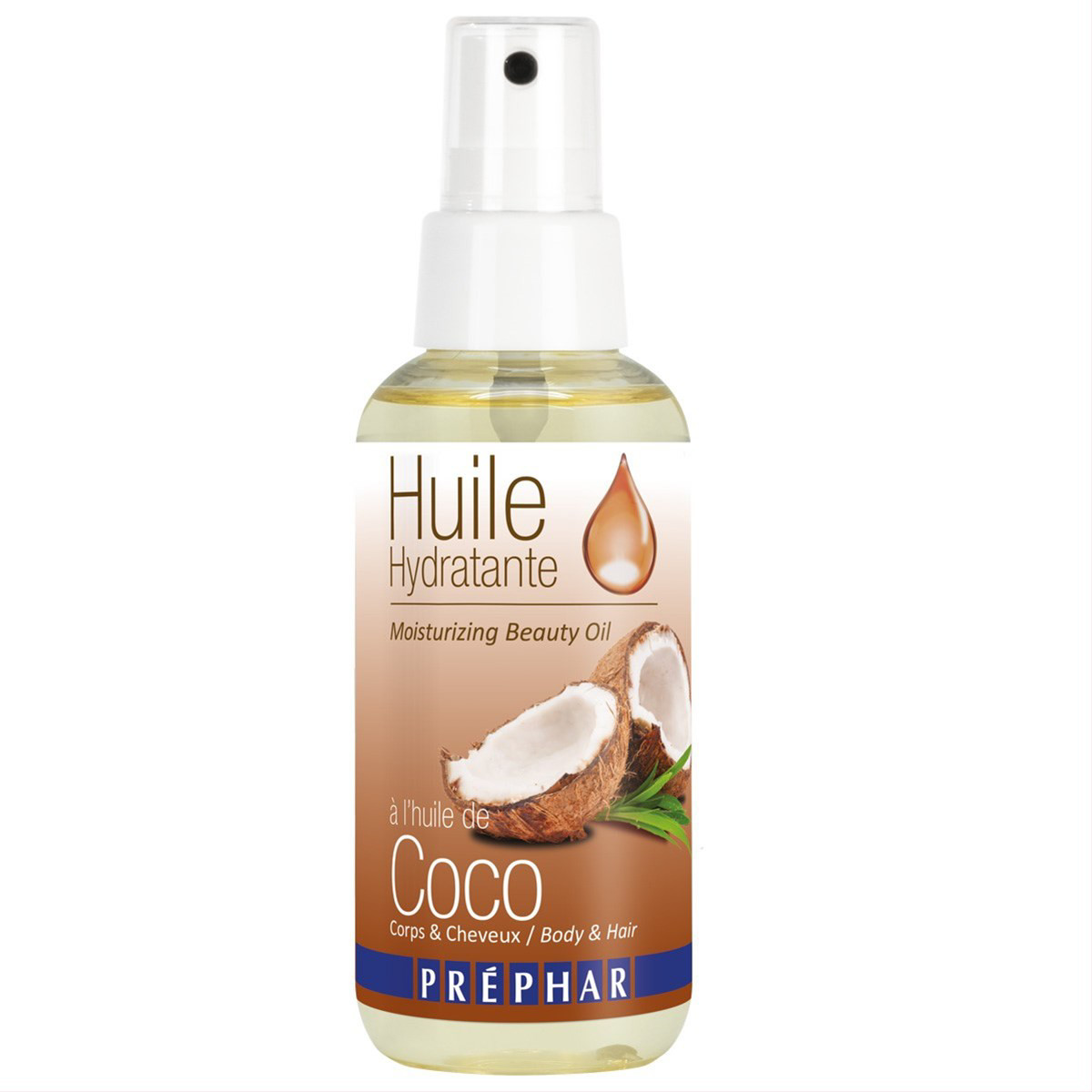 PRÉPHAR, drėkinamasis kokosų aliejus kūnui ir plaukams, 100 ml