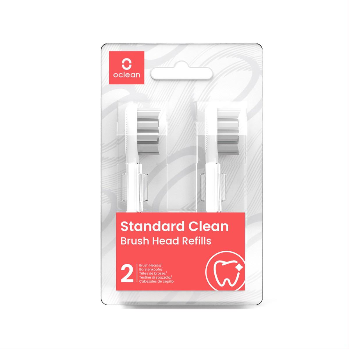 OCLEAN, elektrinio dantų šepetėlio galvutės, W02 baltos spalvos, 2 vnt.