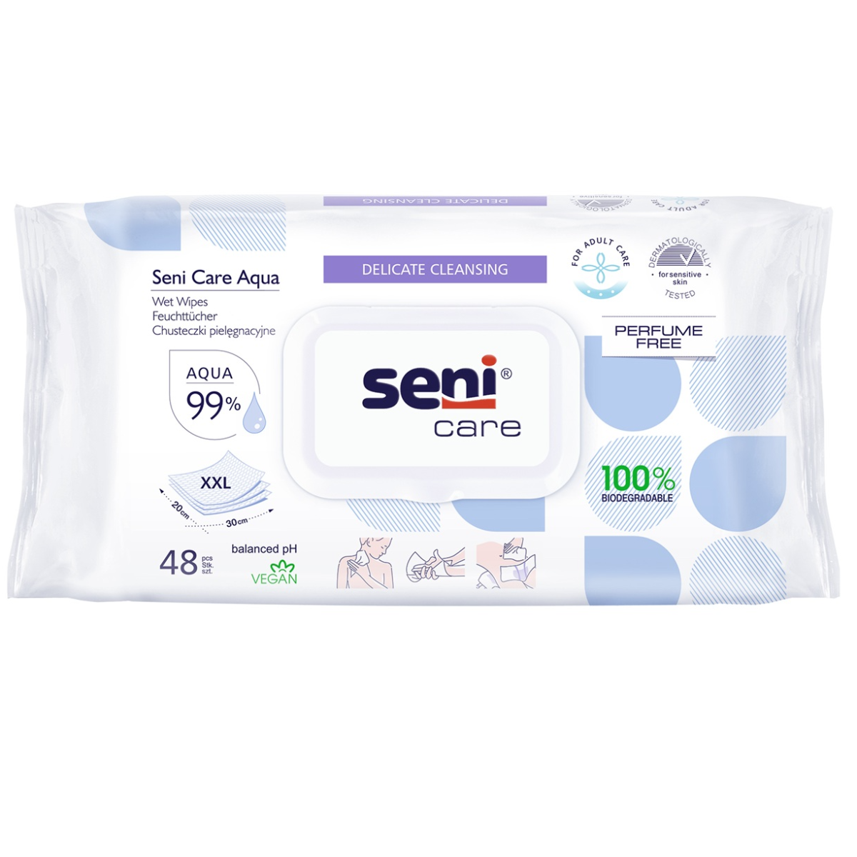 SENI CARE AQUA, drėgnos servetėlės, 48 vnt.
