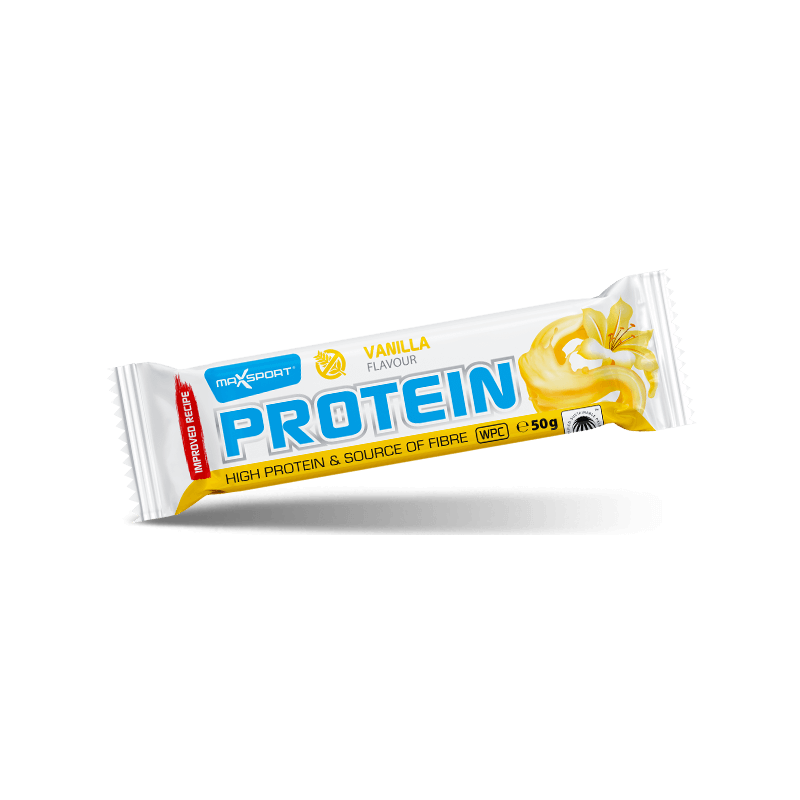 Baltyminis batonėlis be gliuteno su vanilės skoniu Maxsport, 50 g